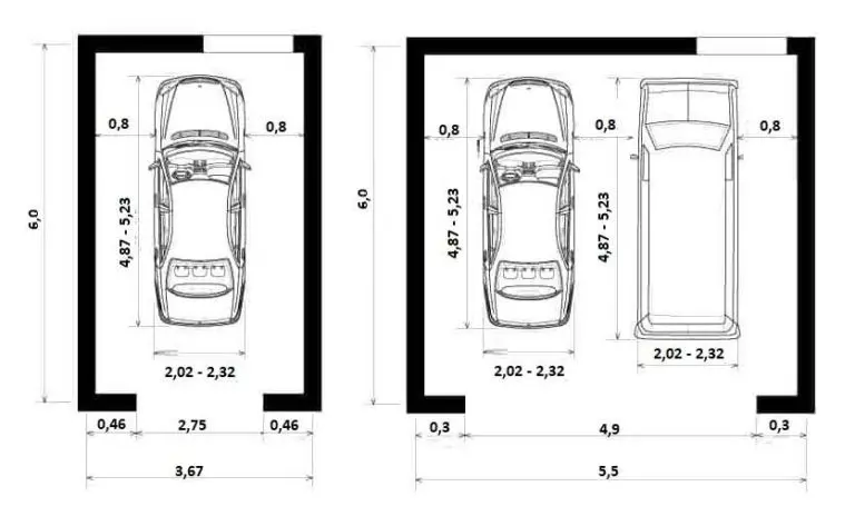 Размеры гаражных ворот для двух автомобилей
